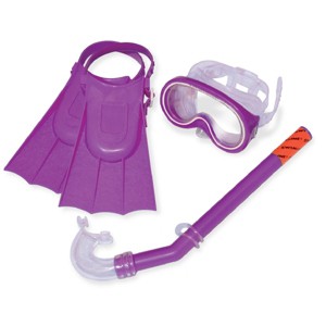 Swimline 3pc Otter Children's Recreational Mask, Snorkel and Fins Snorkeling Set - Small - Purple - 1 of 1