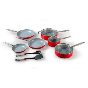 Guy Fieri's Flavortown 11-Piece Ceramic Cookware Set, Nonstick Pots and Pans for Cooking, Made without PFAS PTFE PFOA, Oven Safe, Dishwasher Safe - 1 of 4