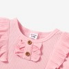 PATPAT Baby Girls Clothes Infant 2 Piece Outfit Summer Cotton Ruffle Sleeve Romper and Floral Shorts Set - 3 of 4