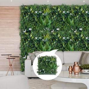 20x20 Inch Artificial Grass Wall Panels (20 Zip Tiles) - Greenery Backdrop & Privacy Screen - 12-Pack for Indoor/Outdoor Decor - 1 of 4