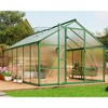 8x12FT Aluminum Greenhouse with Roof Vent Ground Nails Lockable Push Door Large Walk-in Green House for Outside Garden Backyard Patio Lawn - 3 of 4
