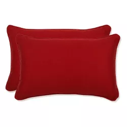 2-Piece Outdoor Lumbar Pillow Set - Red 18" - Pillow Perfect