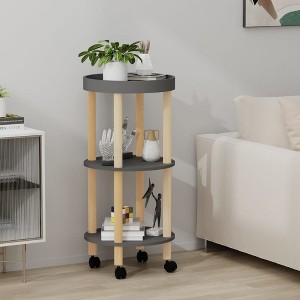 vidaXL 3-tier Trolley Gray 15 in.x15 in.x32.3 in. Engineered Wood&Solid Wood Pine - 1 of 4