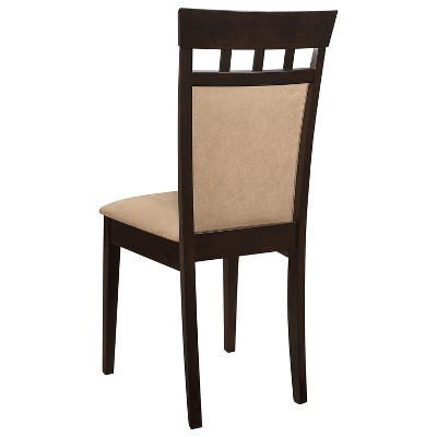 Set of 2 Brown Microfiber Upholstered Wooden Side Chairs