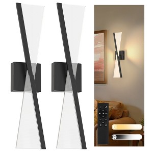YANSUN 2-Pack Windmill Spot LED Wall Light, Built-in LED, 2700K-6000K, Sand Black Finish, Timer - 1 of 4