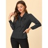 Allegra K Women's Work Elegant Bow Tie Neck Puff Long Sleeve Plaid Shirt - 2 of 4