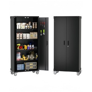 GustoWave Rolling Metal Storage Cabinet 72" with Wheels and Pegboard, Adjustable Tool Cabinet, Large Utility Tool Organizer with 4 Shelves - 1 of 4