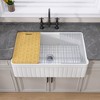 30 in. Curved Farmhouse Apron Kitchen Sink White Single Bowl Fireclay Sink with Bottom Grid and Strainer Undermount Sink - 2 of 4