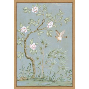 Amanti Art 16"x23" Spring Flower Mural II Blue by Julia Purinton Framed Canvas Wall Art Print: Modern Botanical Lithograph, Polystyrene Frame - 1 of 4