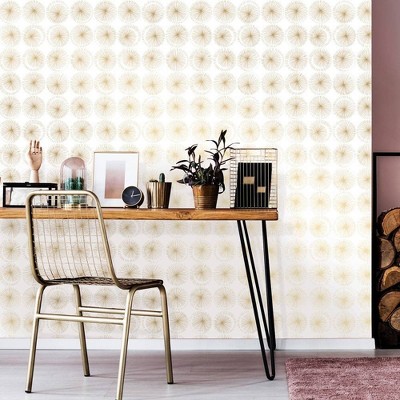 Gold and White Geometric Self-Adhesive Removable Wallpaper