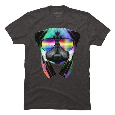 Men's Design By Humans Rainbow Disco Pug By clingcling T-Shirt