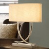ALOADECOR 2-Light 24'' Modern Elegant Polished Nickel Minimalist Stainless Steel Table Lamp With Ivory Fabric Shade For Entryway Living Room Bedside - 3 of 4