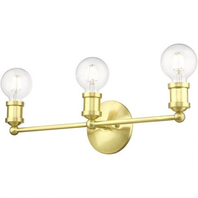 Satin Brass 3-Light Vanity with Steel Finish
