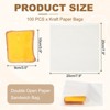 Unique Bargains Greaseproof Double Open Kraft Paper Sandwich Pretzel Food Storage Bags White 100 Pcs - 2 of 4