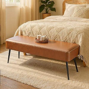 Bench for Entryway Bedroom, End of Bed Bench, Ottoman with Storage Synthetic Leather with Stitching Loads 660 lb - 1 of 4
