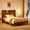 Modern Bed Frame with Storage Headboard and Built-in Charging Station, Wavy Curved Design, Noise-Free Metal Support-- Frevyn - 3 of 4
