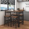 Bar table set 5PC Dinging table set with high stools, structural strengthening, industrial style. Rustic Brown, 43.31'' L x 23.62'' W x 35.43'' H. - 4 of 4