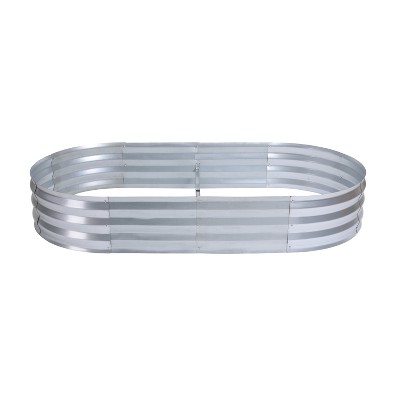 Oval Silver Galvanized Steel Raised Garden Bed Planter, 6ft x 3ft