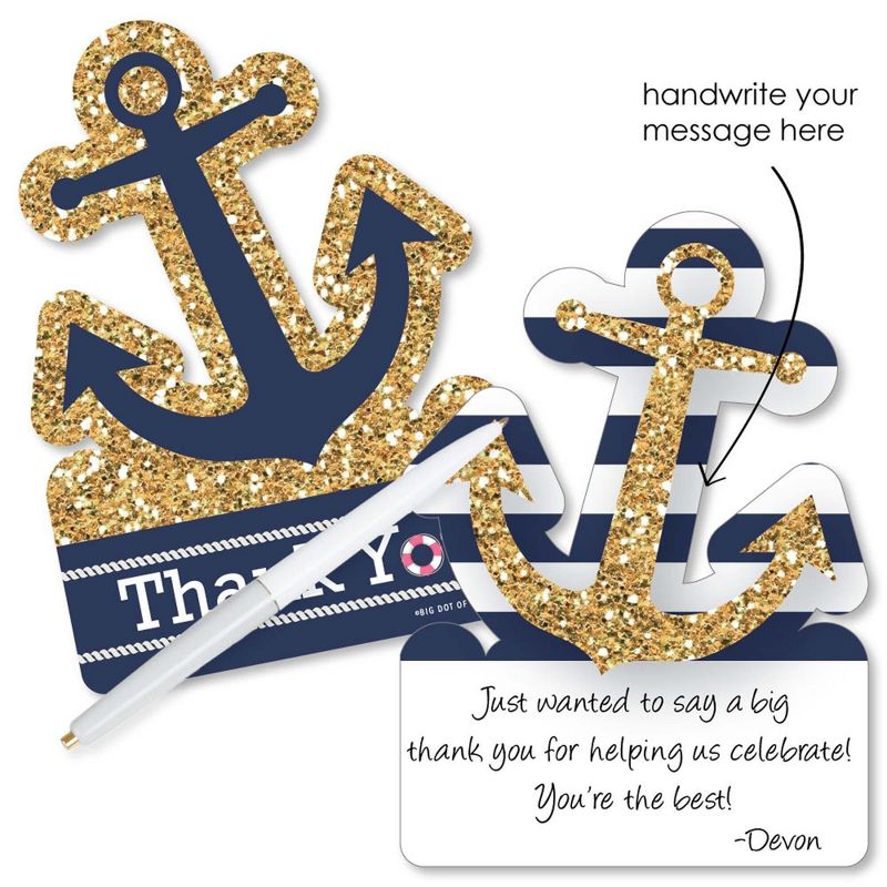 Big Dot of Happiness Last Sail Before the Veil - Shaped Thank You Cards - Nautical Bachelorette & Bridal Thank You Cards with Envelopes - Set of 12, 2 of 8