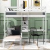 CAVINAS Twin Size Bunk Bed with Desk Detachable Pine Bed Frame with Storage Shelves and Ladder for Bedroom, White - 2 of 4