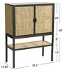 Storied Home Boho Woven Rattan and Wood Cabinet with 2 Doors, 1 Shelf, and 4 Interior Storage Compartments, Grey and Natural - 2 of 4