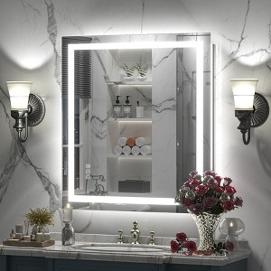 Apmir Super Bright Front & Back LED Lighted Anti-Fog Tempered Glass Bathroom/Vanity Mirror with ETL & 3-Year Warranty - 1 of 4