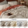 3 Pieces Linen Soft & Cozy Duvet Cover Linen Cotton Blend Bedding Set Tropical Plants Beige Color Cooling Bedding - 4 of 4