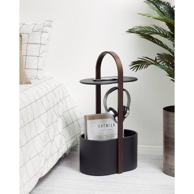 Bellwood Modern Round Wood & Metal Storage Side Table