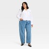 Women's Long Sleeve Relaxed V-Neck Tie-Front Blouse - Future Collective White - 3 of 3