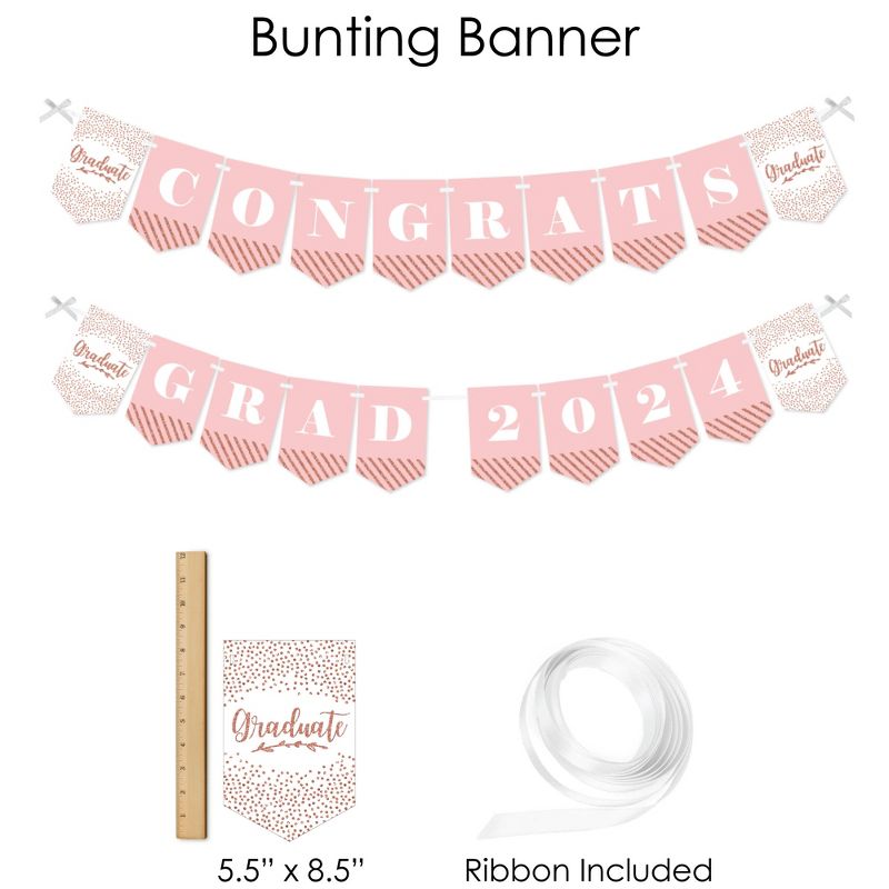 Big Dot of Happiness Rose Gold Grad - 2024 Graduation Party Supplies - Banner Decoration Kit - Fundle Bundle, 3 of 9