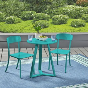 Outdoor Patio Dining Set, 3 Pcs Dining Set with Chairs and Table, Furniture Set for 4 People, Dining Table Set with Steel Frame-Coolbibila - 1 of 4
