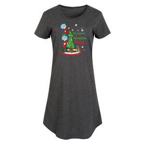 Women's - Dr. Seuss - Christmas Is A Family Thing Graphic T-shirt Dress - 1 of 4