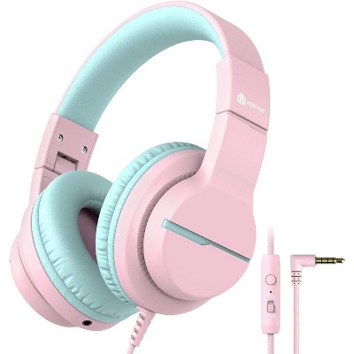 iClever Kids Headphones for School Travel, Safe Volume Limited, HD Mic Stereo Sound Over-Ear Girls Boys Headphones for Kid