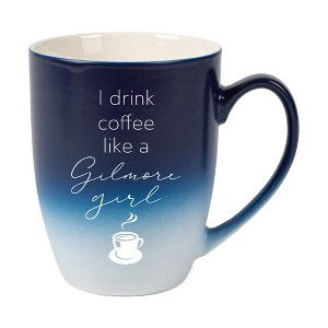 Elanze Designs I Drink Coffee Like A Gilmore Girl Two Toned Ombre Matte Navy Blue and White 12 ounce Ceramic Stoneware Coffee Cup Mug - 1 of 4