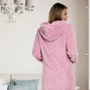 ADR Women's Warm Fleece Nightgown, Oversized Hoodie, Long Hooded Sweatshirt Robe - 3 of 3