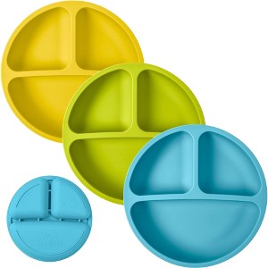 WeeSprout Silicone Plates for Babies & Toddlers 100% Food-Grade Baby Plates Divided Design, 3 Pack - 1 of 4