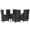 vidaXL 7-Piece Patio Dining Set Black Poly Rattan with Reclining Chairs and Glass Top Table - Modern Outdoor Garden Furniture - 3 of 4