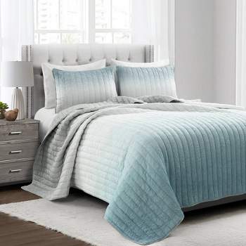 3pc Crinkle Ombre Quilt Set - Lush Décor