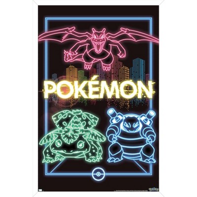 Trends International Pokémon - Neon Group Framed Wall Poster Prints