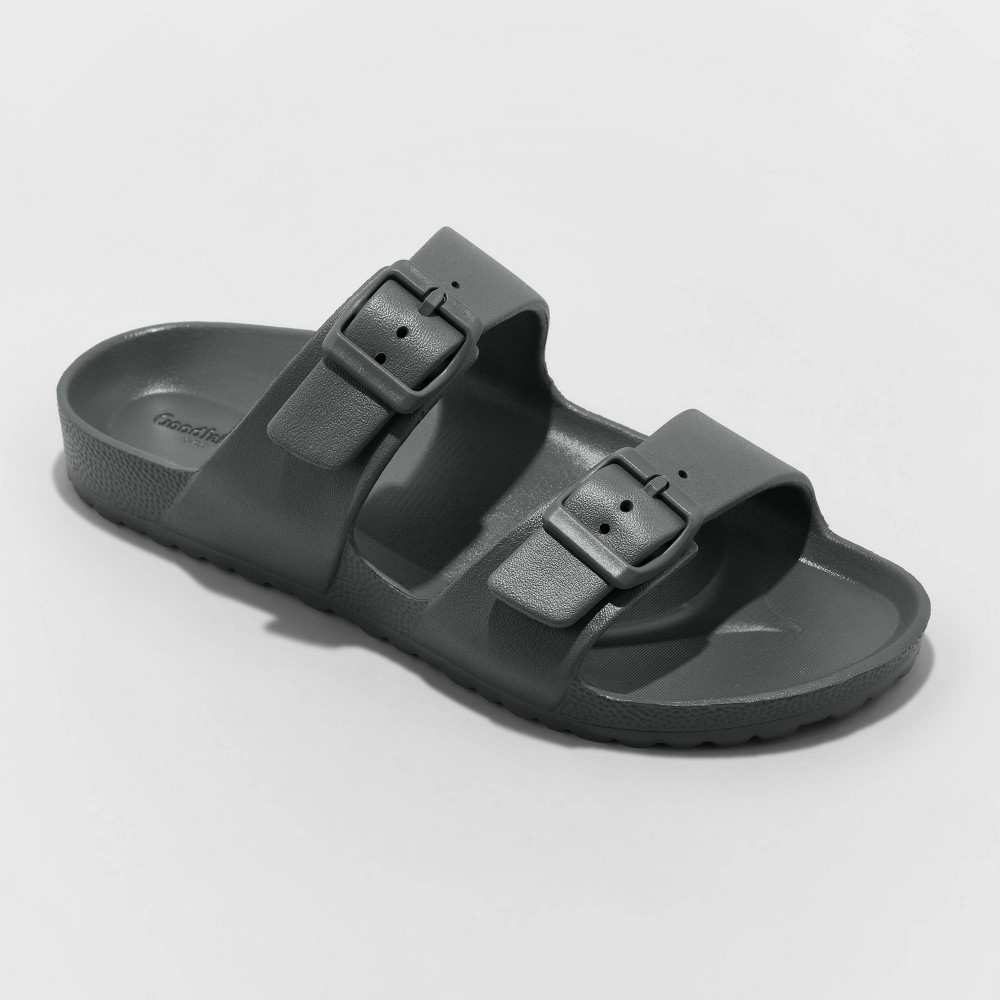 Size 11 Men's Carson Two Band Slide Sandals - Goodfellow & Co Gray 