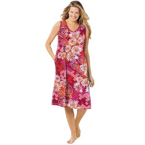 Dreams & Co. Plus Size Trapeze V-Neck Short Lounger - 1 of 4