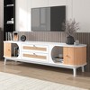 Modern TV Stand with Ample Storage Space and Cable Management for TVs Up to 75-inch - Natural+White - 2 of 4