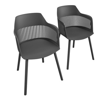 Camelo 2pk Indoor/Outdoor Resin Dining Chairs with Slat Back - Black - CosmoLiving by Cosmopolitan