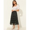 INSPIRE CHIC Women's Floral Elastic Waist Tiered Ruffle Boho Midi Skirts - 3 of 4