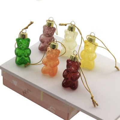 Holiday Ornaments Gummy Bear Ornament Set/6 Fruit Gummies Candy  -  Tree Ornaments