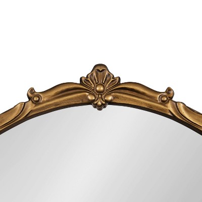 Elegant Gold Round 33" Baroque-Inspired Vanity Mirror
