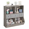 3-Tier Toy Storage Organizer with Drawers & 4 Cubbies - Freestanding Kids Bookcase for Playroom, Nursery, Kindergarten - 3 of 4