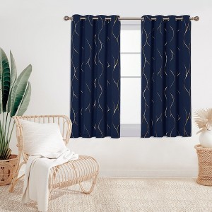 Deconovo Gold Line 52 Width Curtain Panel Pair (2 Panel) - 1 of 4