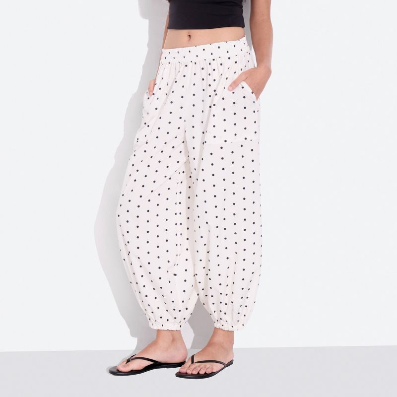 Women's Mid-Rise Ankle Length Balloon Pants - Wild Fable™ Cream Dots XS