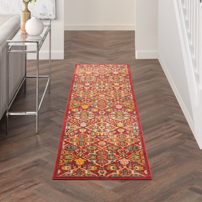 Allur Red Multicolor Floral Synthetic 27" Area Rug